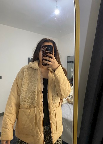 Kürklü Bej Deri Kadın Kışlık Mont - Görsel 3