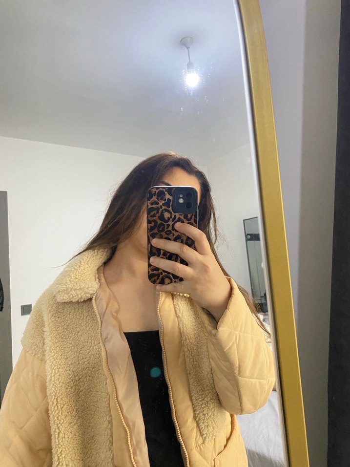 Kürklü Bej Deri Kadın Kışlık Mont - Görsel 2