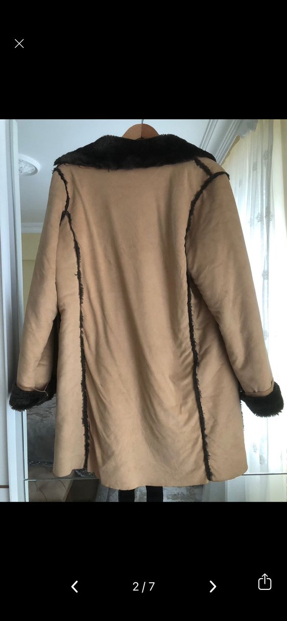 Kürk Detaylı Süet Kadın Kaban - Görsel 2