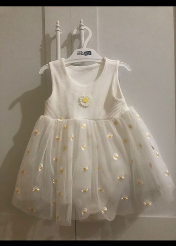 Kız Çocuk Beyaz Nakışlı Dantelli Elbise - Görsel 2