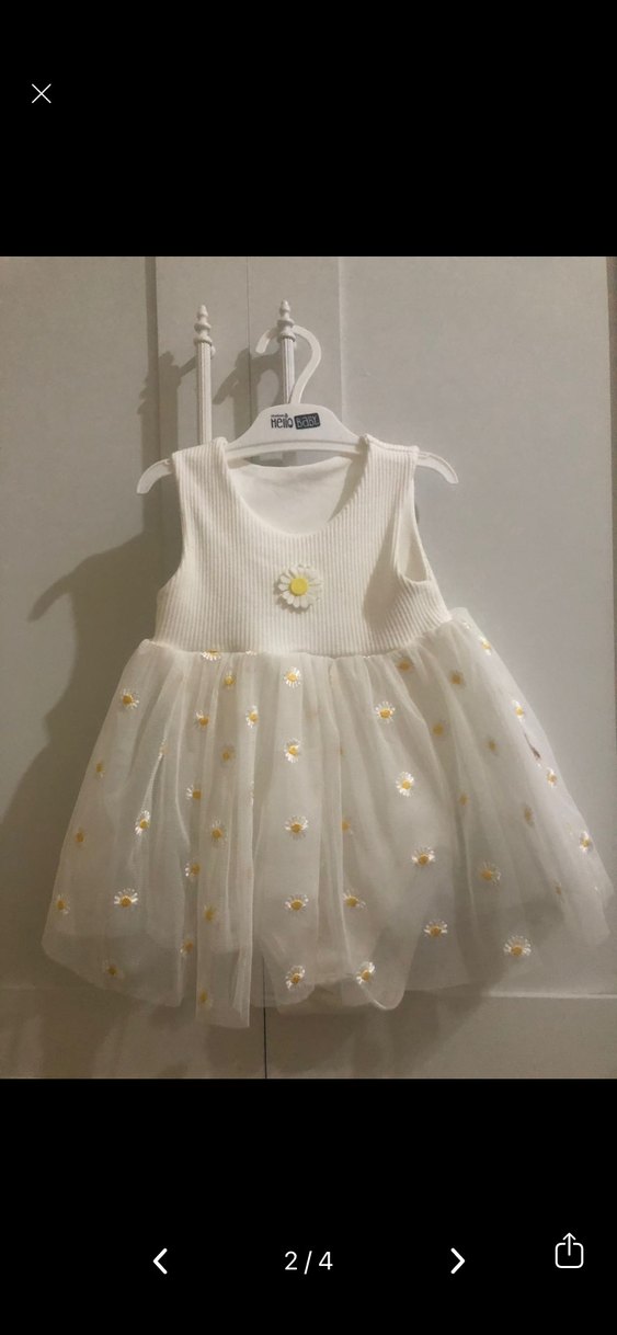 Kız Çocuk Beyaz Nakışlı Dantelli Elbise - Görsel 2