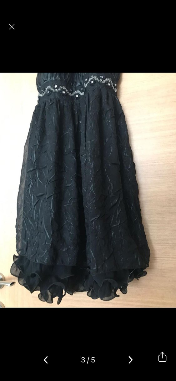 Siyah İşlemeli Uzun Halter Boyun Abiye Elbise - Görsel 3