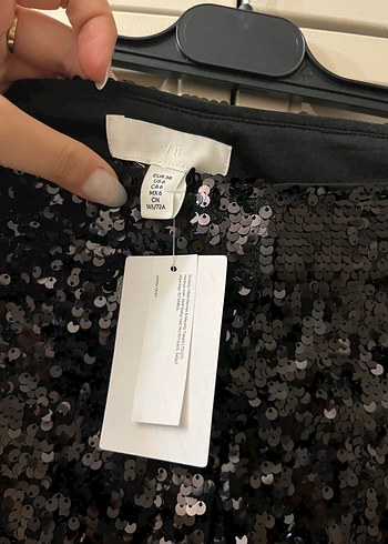 H&m Siyah Pullu İspanyol Paça Kadın Pantolon - Görsel 4