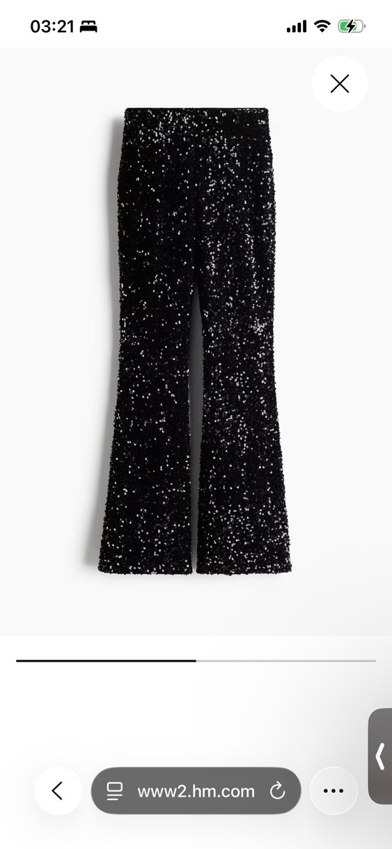 H&m Siyah Pullu İspanyol Paça Kadın Pantolon - Görsel 3