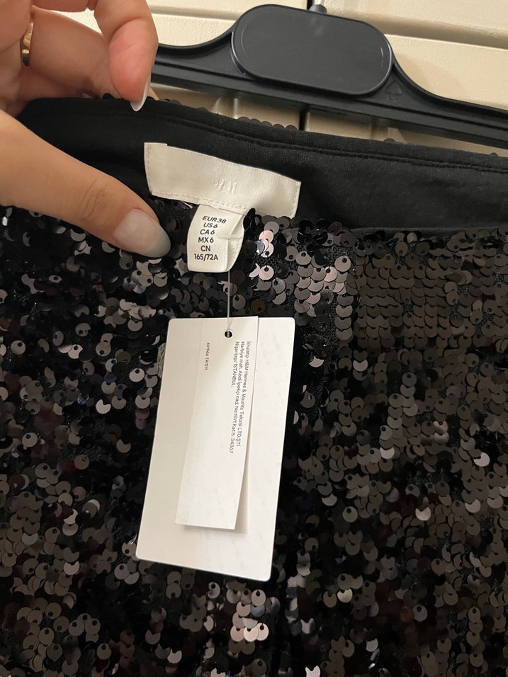 H&m Siyah Pullu İspanyol Paça Kadın Pantolon - Görsel 4