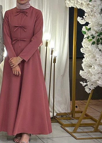 Ceylan Otantik Pembe Fiyonklu Krep Elbise - Görsel 2