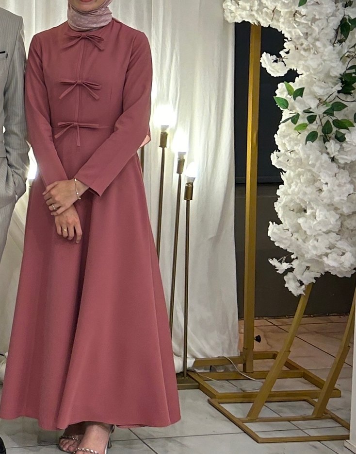 Ceylan Otantik Pembe Fiyonklu Krep Elbise - Görsel 2