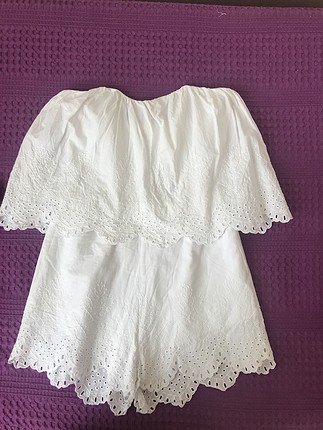 xs Beden Beyaz straplez şort tulum
