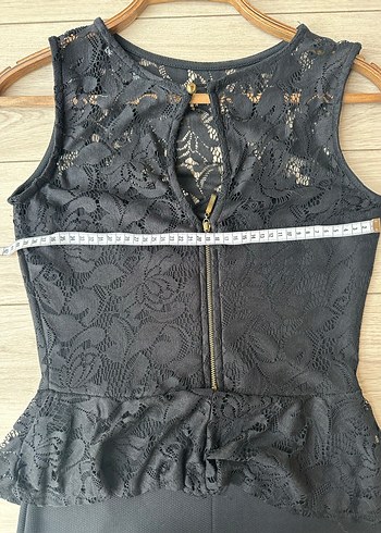 Siyah Dantel Detaylı Midi Elbise - Görsel 6