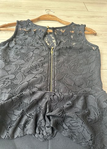 Siyah Dantel Detaylı Midi Elbise - Görsel 5