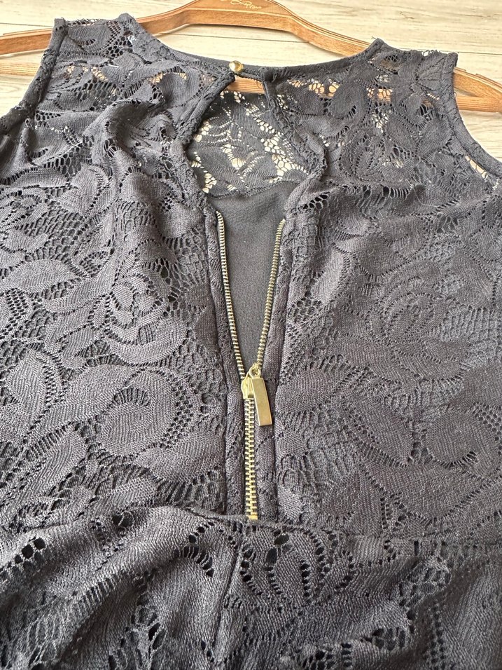 Siyah Dantel Detaylı Midi Elbise - Görsel 4