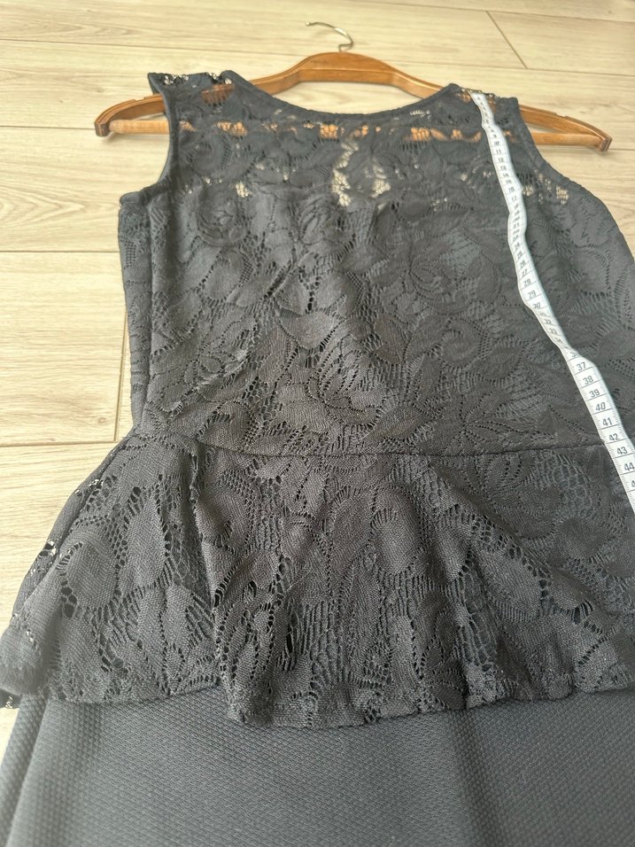 Siyah Dantel Detaylı Midi Elbise - Görsel 2