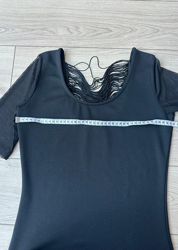 V Yakalı Siyah Kadın  Elbise - Görsel 2