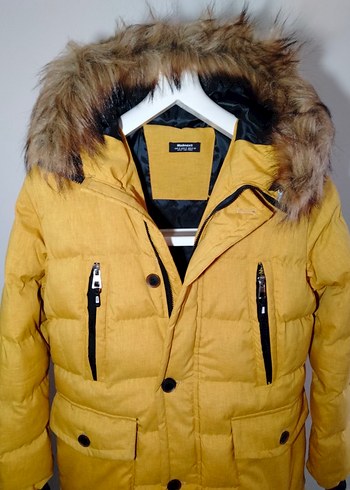 Erkek Sarı Kürklü Kapüşonlu Mont - Görsel 2