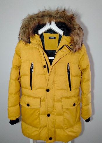 Erkek Sarı Kürklü Kapüşonlu Mont - Görsel 3