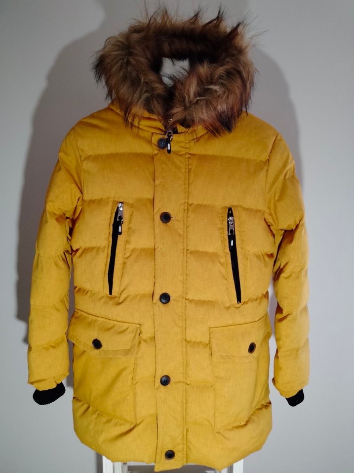 Erkek Sarı Kürklü Kapüşonlu Mont - Görsel 4
