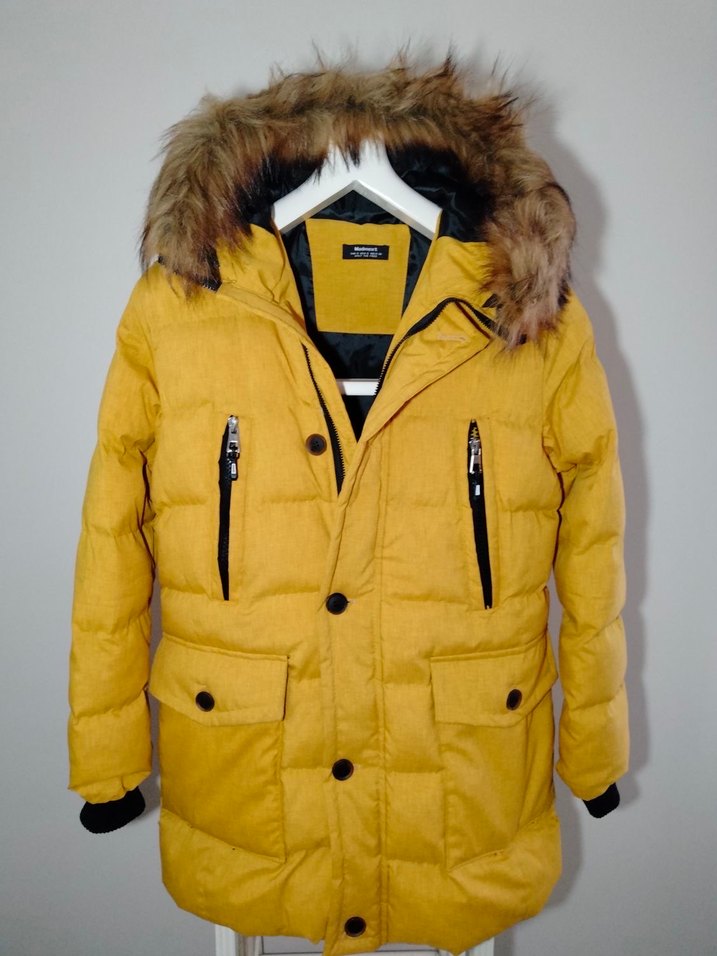 Erkek Sarı Kürklü Kapüşonlu Mont - Görsel 3