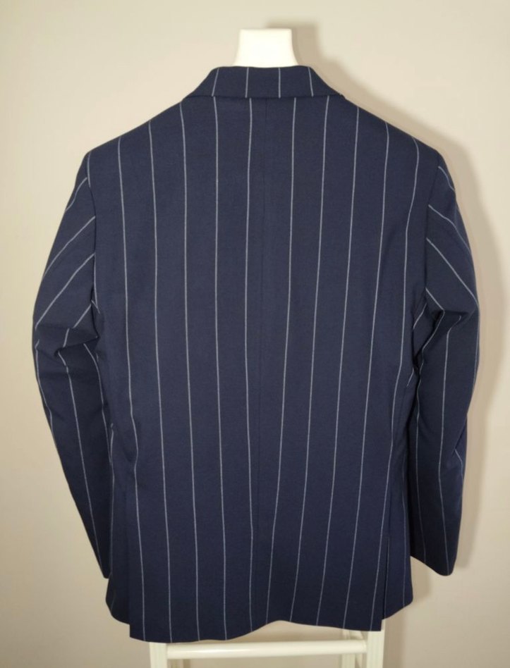 Çizgili Lacivert Kruvaze Erkek Takım Elbise - Görsel 3