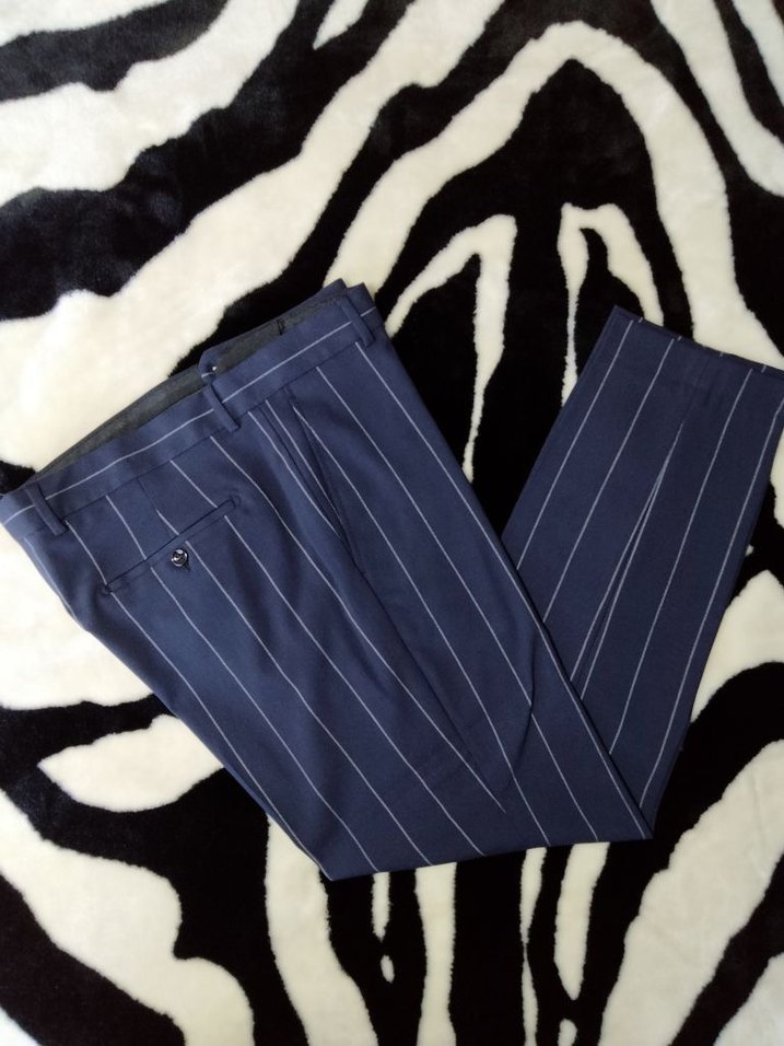 Çizgili Lacivert Kruvaze Erkek Takım Elbise - Görsel 4