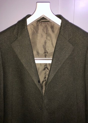 Düğmeli Gri Erkek Midi Kaban Haki Renk - Görsel 5