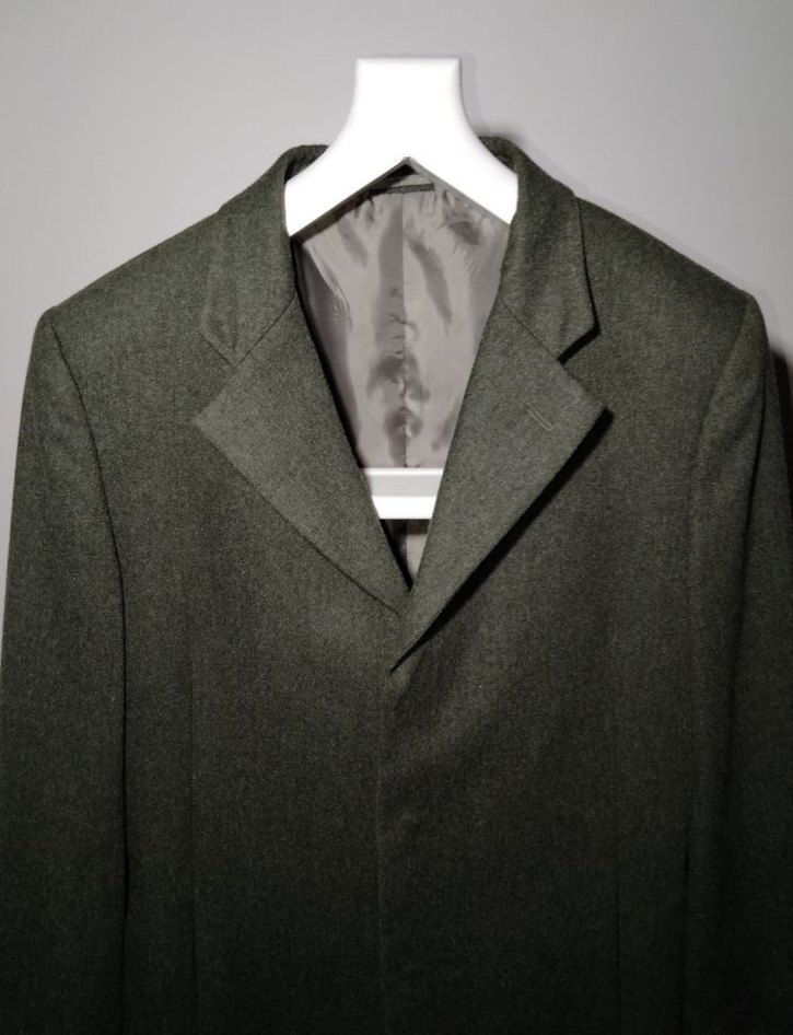 Düğmeli Gri Erkek Midi Kaban Haki Renk - Görsel 2