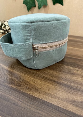 Fermuarlı Bej Keten kulaklık Çantası - Görsel 2