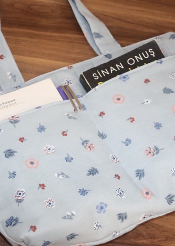 Çiçek Desenli Gri tablet kitap Çantası - Görsel 10