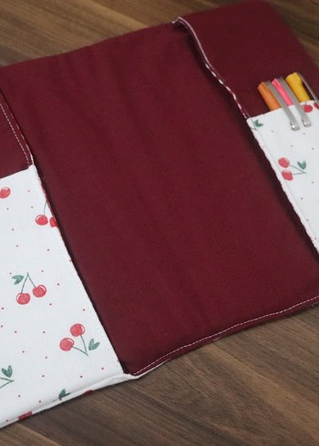 Kiraz Desenli Beyaz Kumaş Kitap Kılıf - Görsel 9