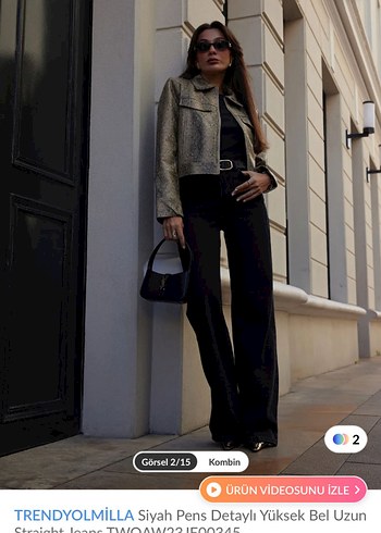 TRENDYOLMİLLA Siyah Pens Detaylı Yüksek Bel Jean - Görsel 2