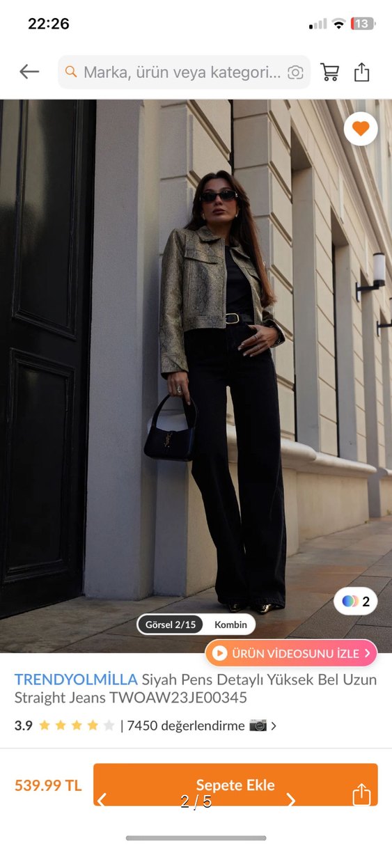 TRENDYOLMİLLA Siyah Pens Detaylı Yüksek Bel Jean - Görsel 2