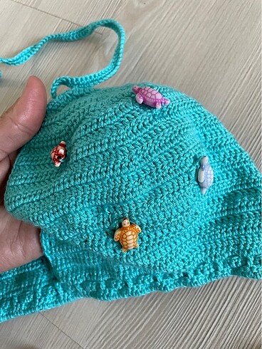 38 Beden El örgü bikini üstü