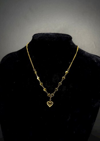 Tiffany Kalp Figürlü Altın Renk 925 ayar gümüş Zincir Kolye