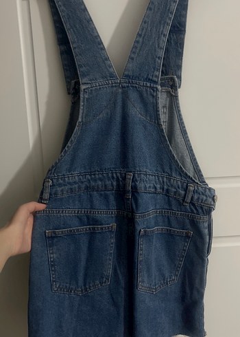 Mavi Kot Şort Salopet - Görsel 3