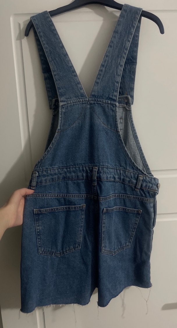 Mavi Kot Şort Salopet - Görsel 3