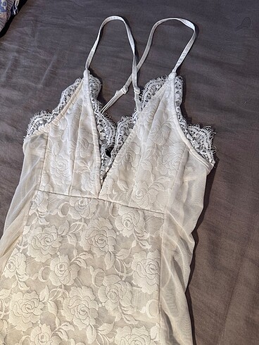 xs Beden Hm beyaz dantel body gecelik atlet