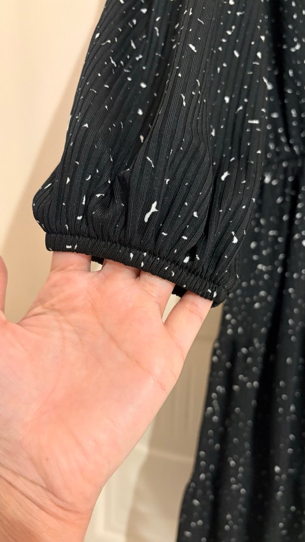 Siyah Puantiyeli Piliseli Elbise - Görsel 3