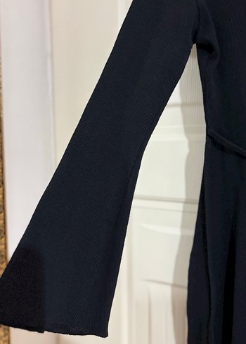 Siyah Uzun Kollu Kemerli Triko Elbise - Görsel 3