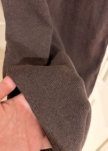 Kahverengi Uzun Kollu Yüksek Yakalı Elbise - Görsel 3