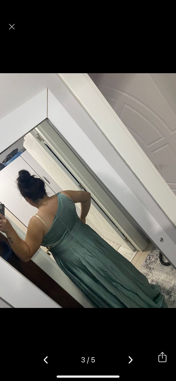 Uzun Kayık Yaka Drapeli Kadın Abiye Elbise - Görsel 2