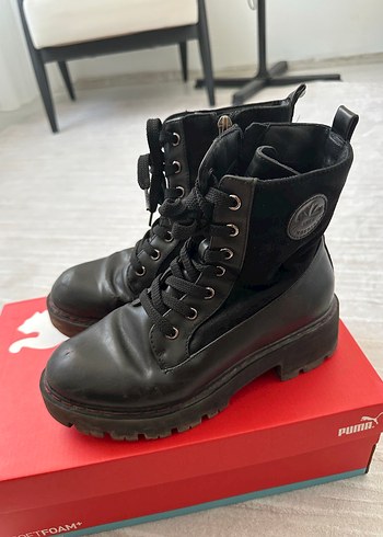 36 Beden siyah Renk Kadın Siyah Deri Platform Topuklu Bot