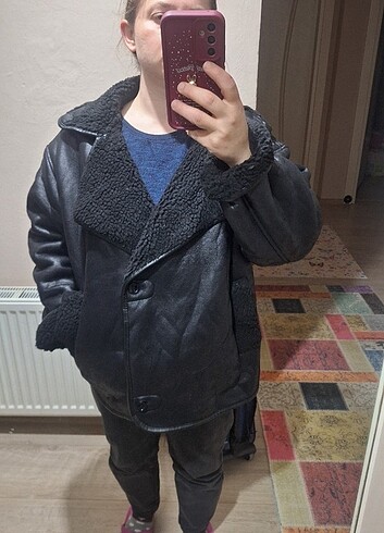 s Beden Zara muadili siyah oversize mont