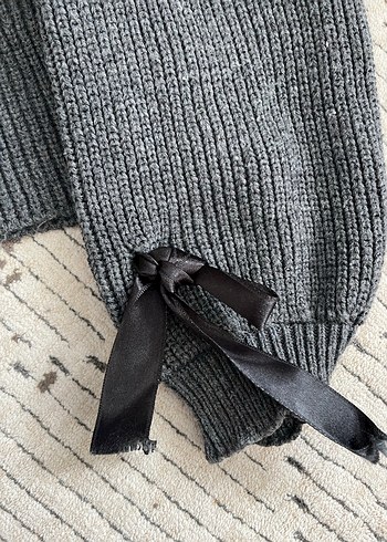 Gri Örgü Boğazlı Kadın Ceket - Görsel 2