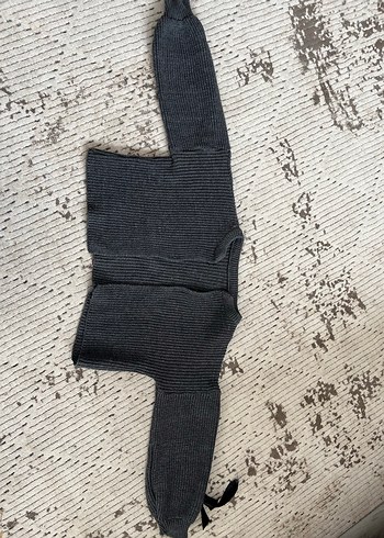 Gri Örgü Boğazlı Kadın Ceket - Görsel 3