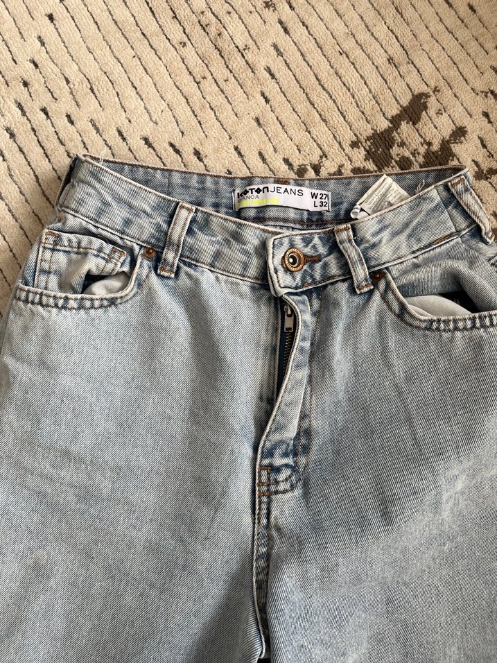 Gri Bol Kesim Midi Kadın Jean - Görsel 2