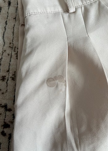 Beyaz Piliseli Rahat Keten Kadın Pantolon - Görsel 3