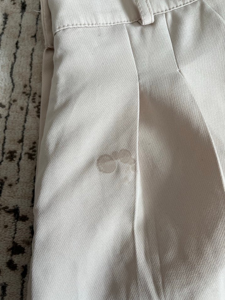 Beyaz Piliseli Rahat Keten Kadın Pantolon - Görsel 3