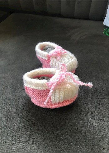 Pembe Örgü Kız Bebek Patik - Görsel 3