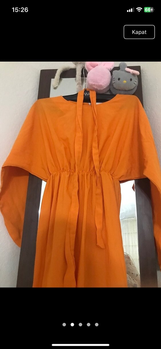 Turuncu Kadın Uzun  Elbise - Görsel 2