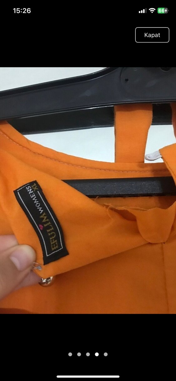 Turuncu Kadın Uzun  Elbise - Görsel 4