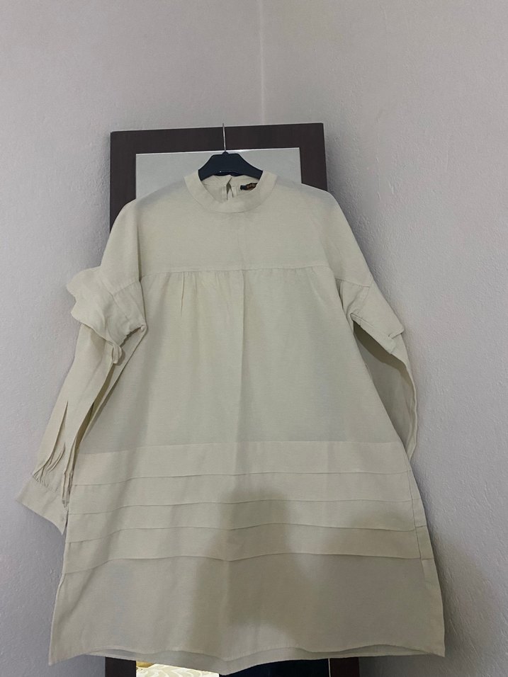 Beyaz Midi Keten Bluz - Görsel 2